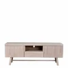 Wohnen White Wash TV Lowboard aus Eiche - Dioca