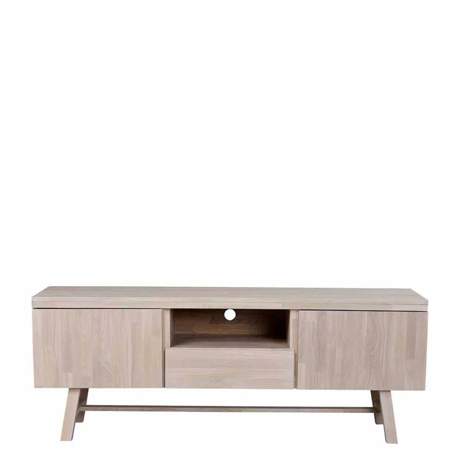 Wohnen White Wash TV Lowboard aus Eiche - Dioca