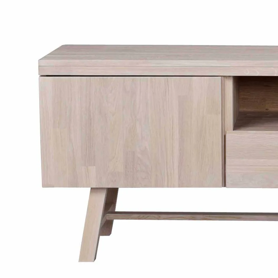 Wohnen White Wash TV Lowboard aus Eiche - Dioca