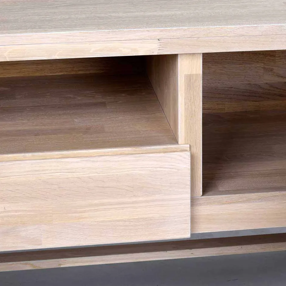 Wohnen White Wash TV Lowboard aus Eiche - Dioca