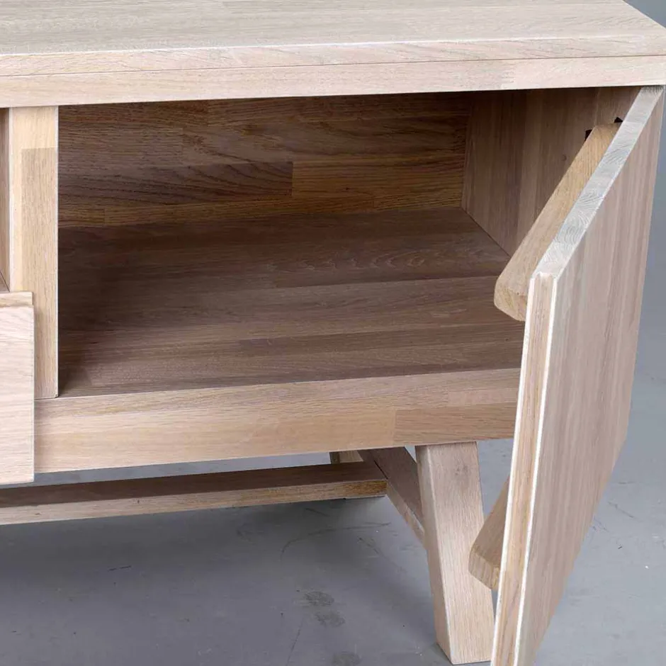 Wohnen White Wash TV Lowboard aus Eiche - Dioca