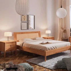 Wildbuche Bett mit Wiener Geflecht Kopfteil - Indrya^Wohnen Outlet