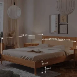 Wildbuche Bett mit Wiener Geflecht Kopfteil - Indrya^Wohnen Outlet