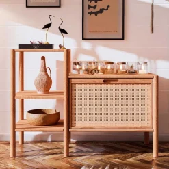 Wildbuche Regal mit Klappfach Wiener Geflecht - Indrya^Wohnen