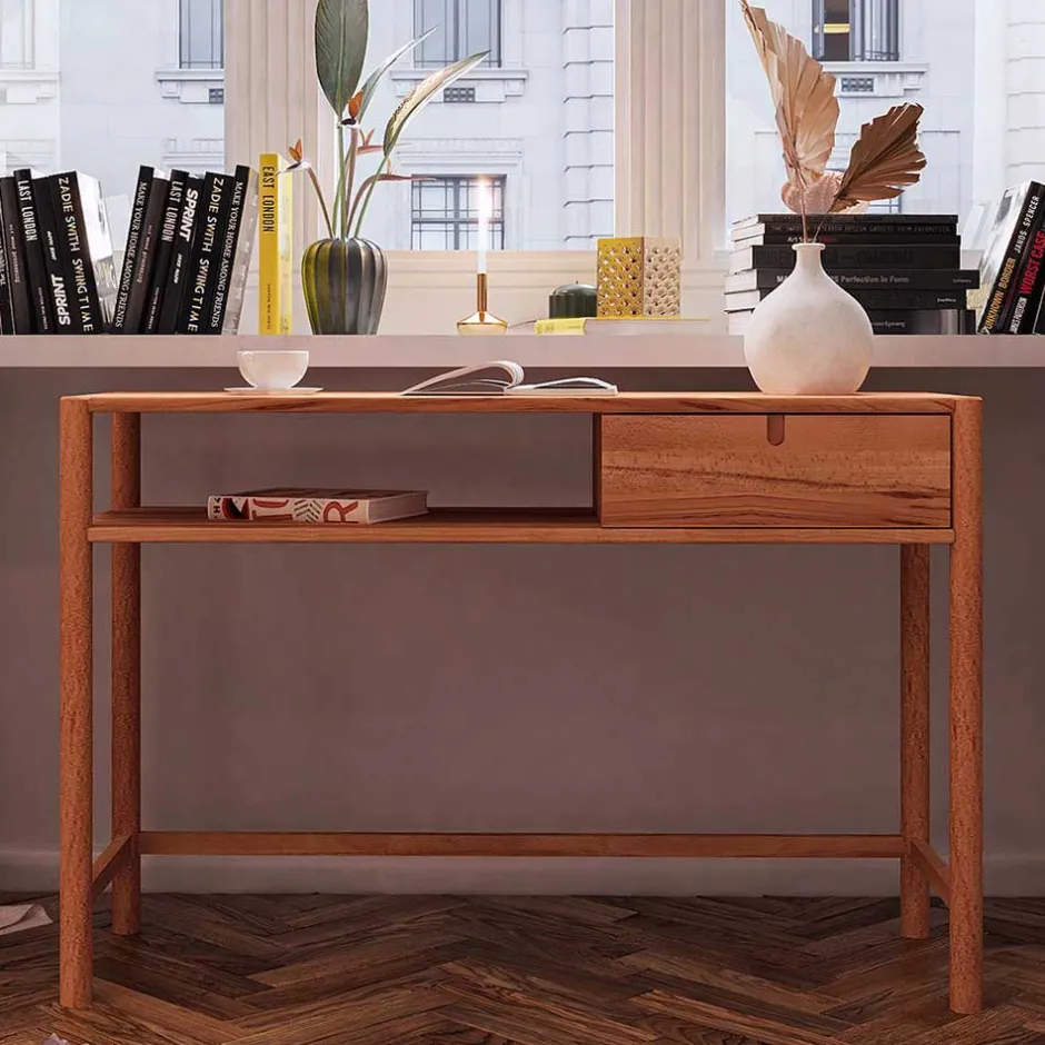 Wildbuche Schreibtisch mit Schublade & Fach - Indrya^Wohnen Discount