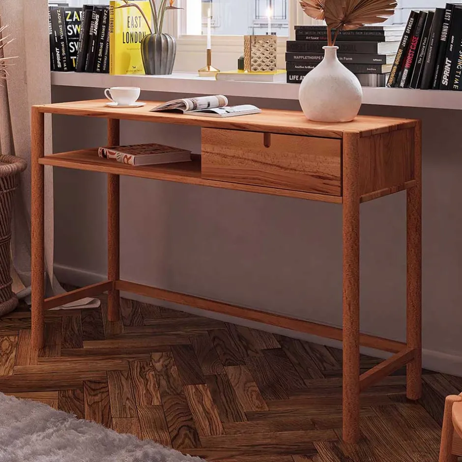 Wildbuche Schreibtisch mit Schublade & Fach - Indrya^Wohnen Discount