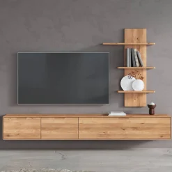 Wildeiche Anbauwand Möbelset - Holiday (zweiteilig)^Wohnen Clearance