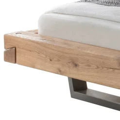 Wohnen Wildeiche Balkenbett in Schwebeoptik Iloventa mit Metallkufen Industrial