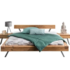 Wildeiche Balkenbett Set 4 Größen - Chaya (dreiteilig)^Wohnen Online