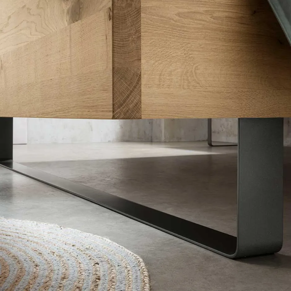 Wildeiche Bett mit Metallkufen - Siestago^Wohnen Hot