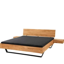 Wildeiche Bett mit Metallkufen in Schwarzgrau - Tomya^Wohnen Online