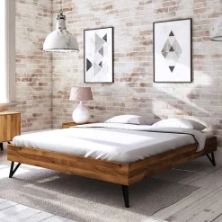 Wildeiche Bett ohne Kopfteil 210cm lang - Mandirov^Wohnen Hot