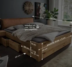 Wohnen Wildeiche Bettanlage mit Stauraum - Zennian (dreiteilig)