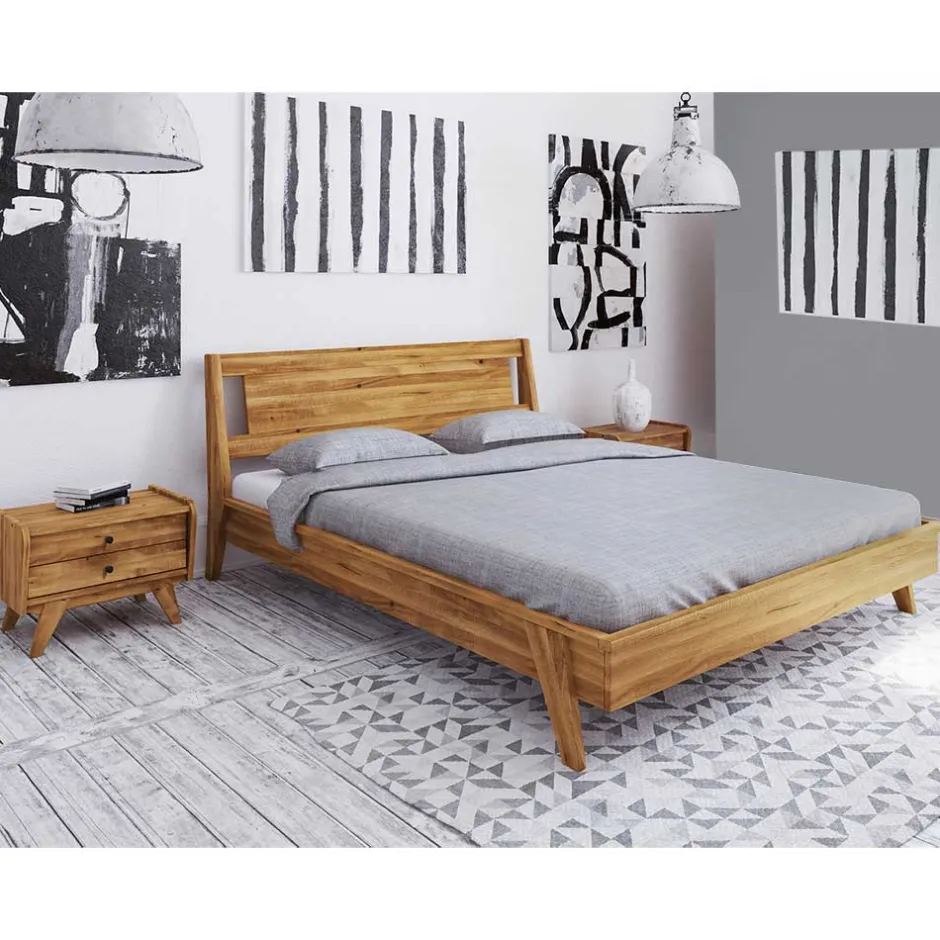 Wohnen Wildeiche Bettgestell mit Überlänge 210 cm - Hardus (dreiteilig)