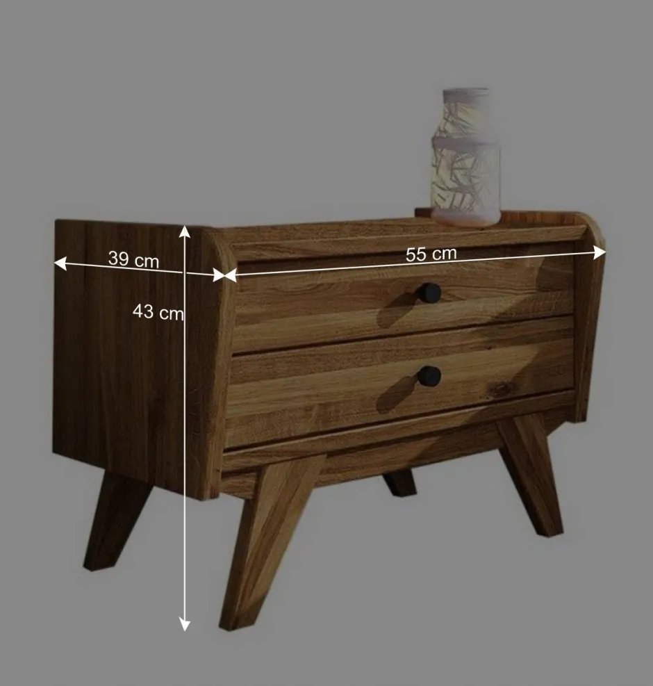 Wohnen Wildeiche Bettgestell mit Überlänge 210 cm - Hardus (dreiteilig)