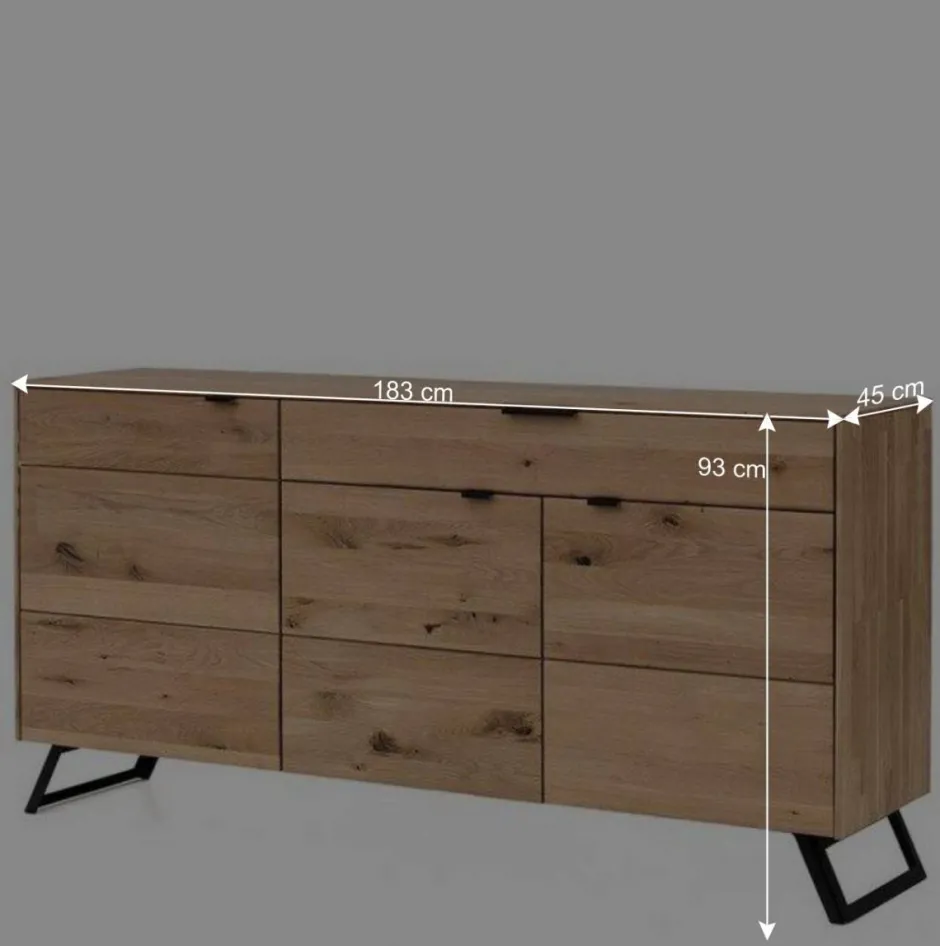Wohnen Wildeiche Design Sideboard in Bianco - Vardriva