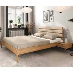 Wohnen Wildeiche Designbett mit Nachtkonsolen - Dominus (dreiteilig)