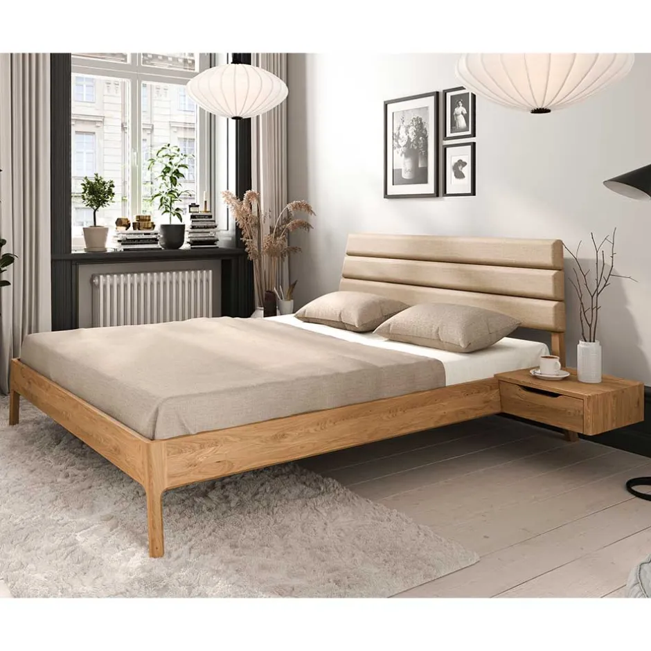 Wohnen Wildeiche Designbett mit Nachtkonsolen - Dominus (dreiteilig)