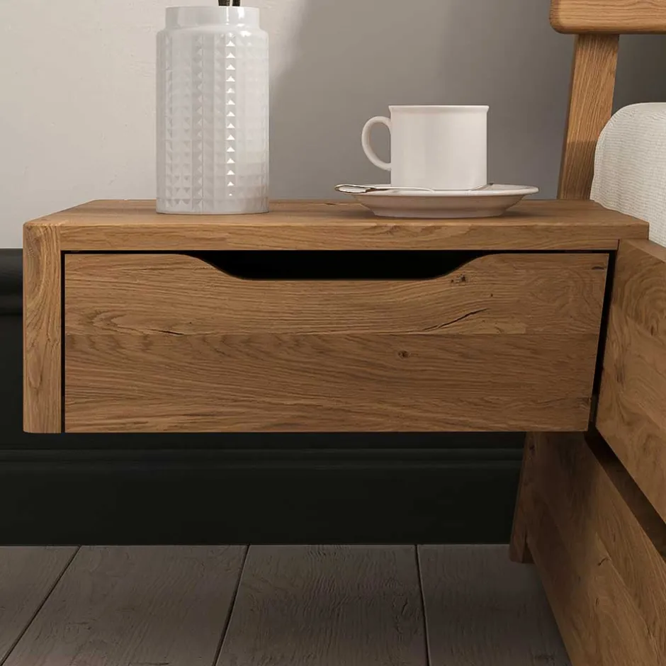 Wohnen Wildeiche Designbett mit Nachtkonsolen - Dominus (dreiteilig)