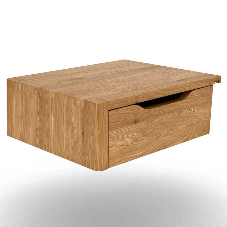 Wohnen Wildeiche Designbett mit Nachtkonsolen - Dominus (dreiteilig)