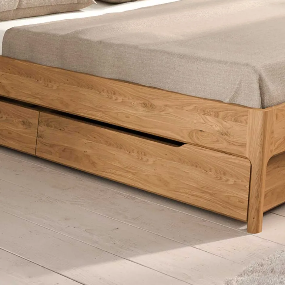 Wohnen Wildeiche Designbett mit Nachtkonsolen - Dominus (dreiteilig)