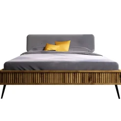 Wohnen Wildeiche Designerbett mit Polsterkopfteil - Casarius