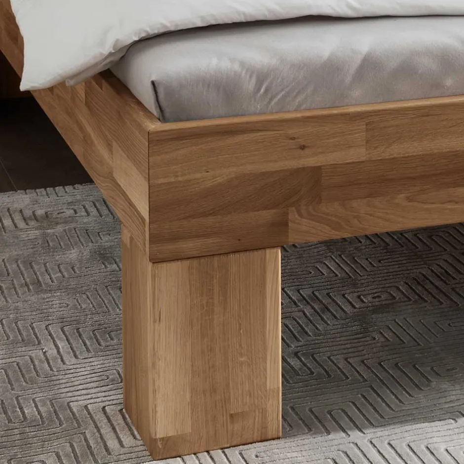 Wildeiche Doppelbett mit Polsterkopfteil - Esvilda^Wohnen Discount