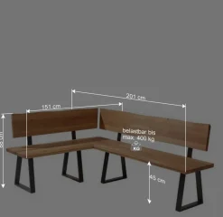Wildeiche Eckbank mit Bügelgestell - Sympatia^Wohnen Sale