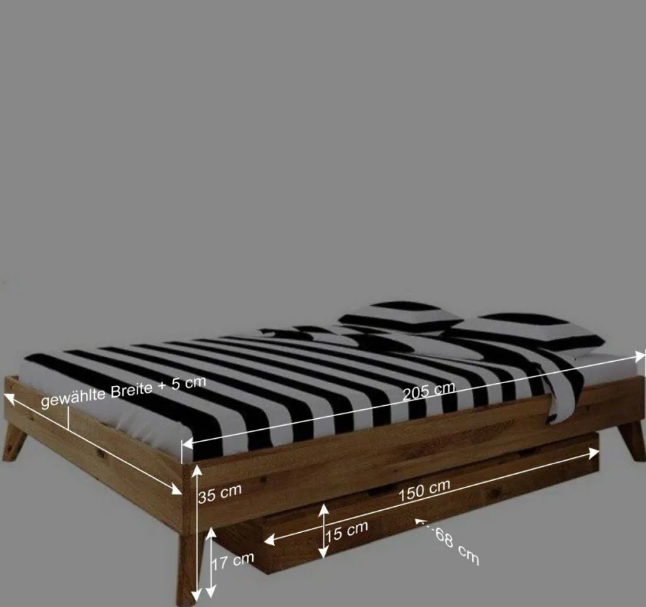 Wohnen Wildeiche Einzelbett für Dachschrägen - Eavy V