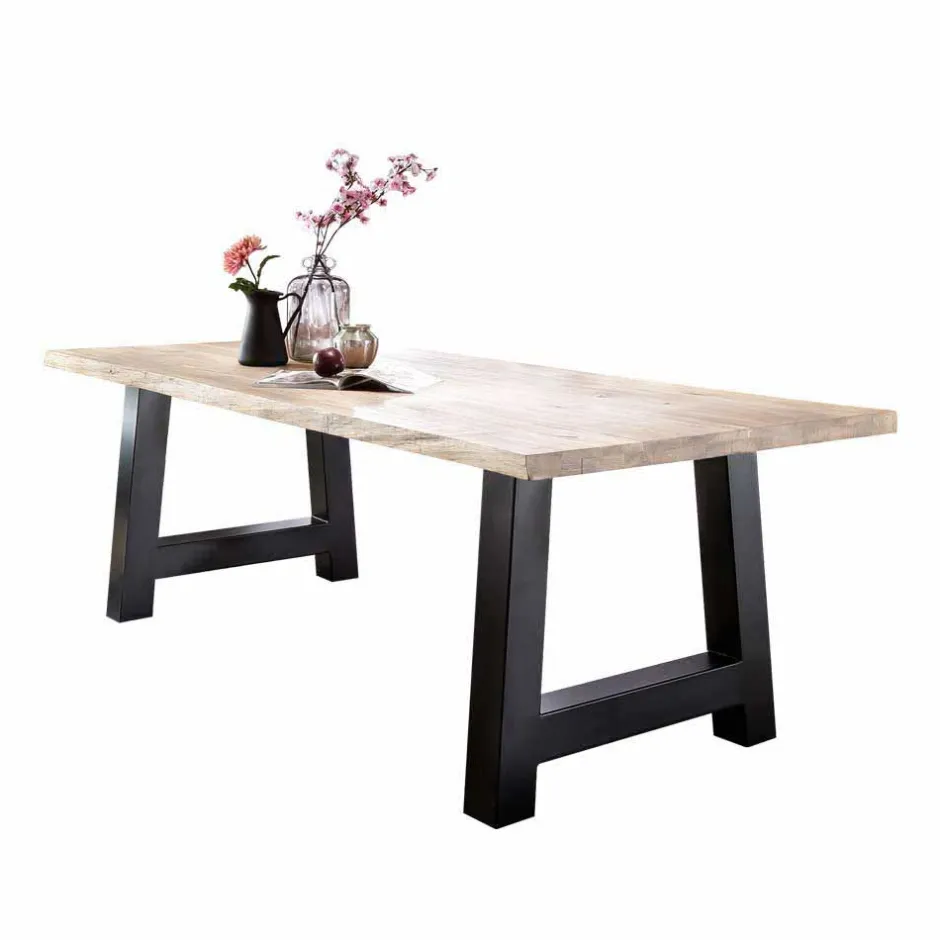 Wohnen Wildeiche Esstisch in Weiß gekälkt - Tenna