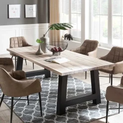 Wohnen Wildeiche Esstisch in Weiß gekälkt - Tenna