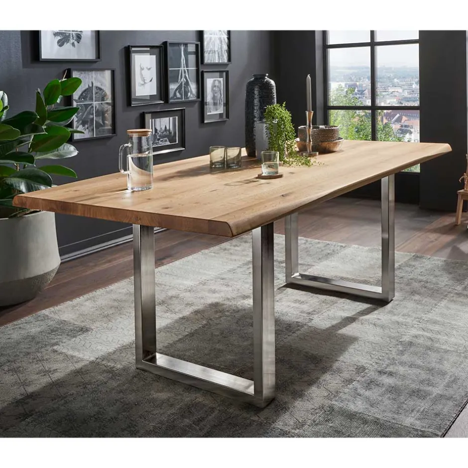 Wohnen Wildeiche Esstisch mit U-Beinen - Tanina