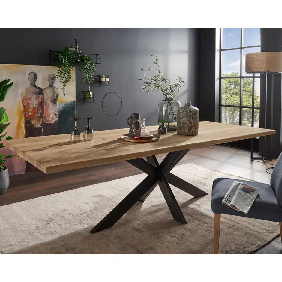 Wohnen Wildeiche Esszimmer Esstisch mit Spider Gestell - Ostrico