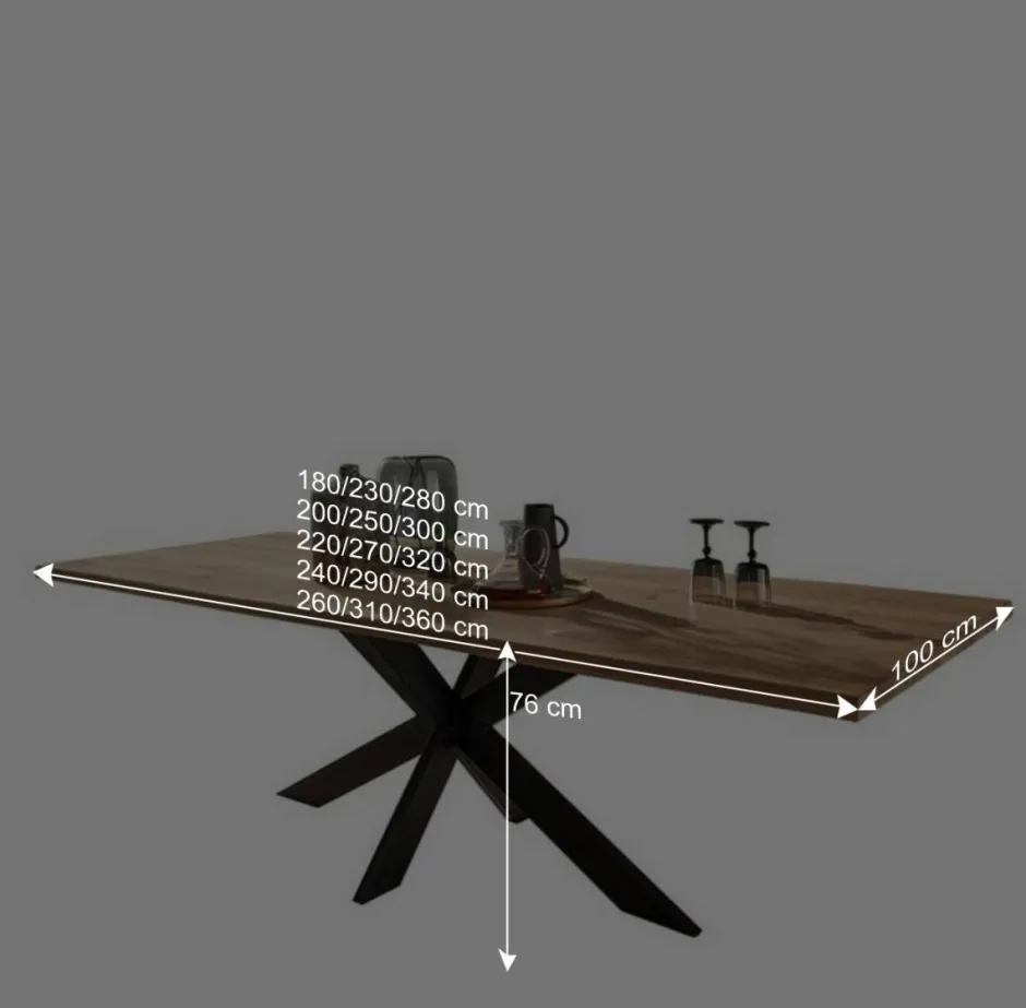 Wohnen Wildeiche Esszimmer Esstisch mit Spider Gestell - Ostrico