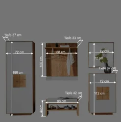 Wohnen Wildeiche Flur Möbel Kombi - Mandrey (fünfteilig)