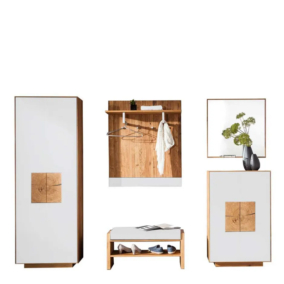 Wohnen Wildeiche Flur Möbel Kombi - Mandrey (fünfteilig)