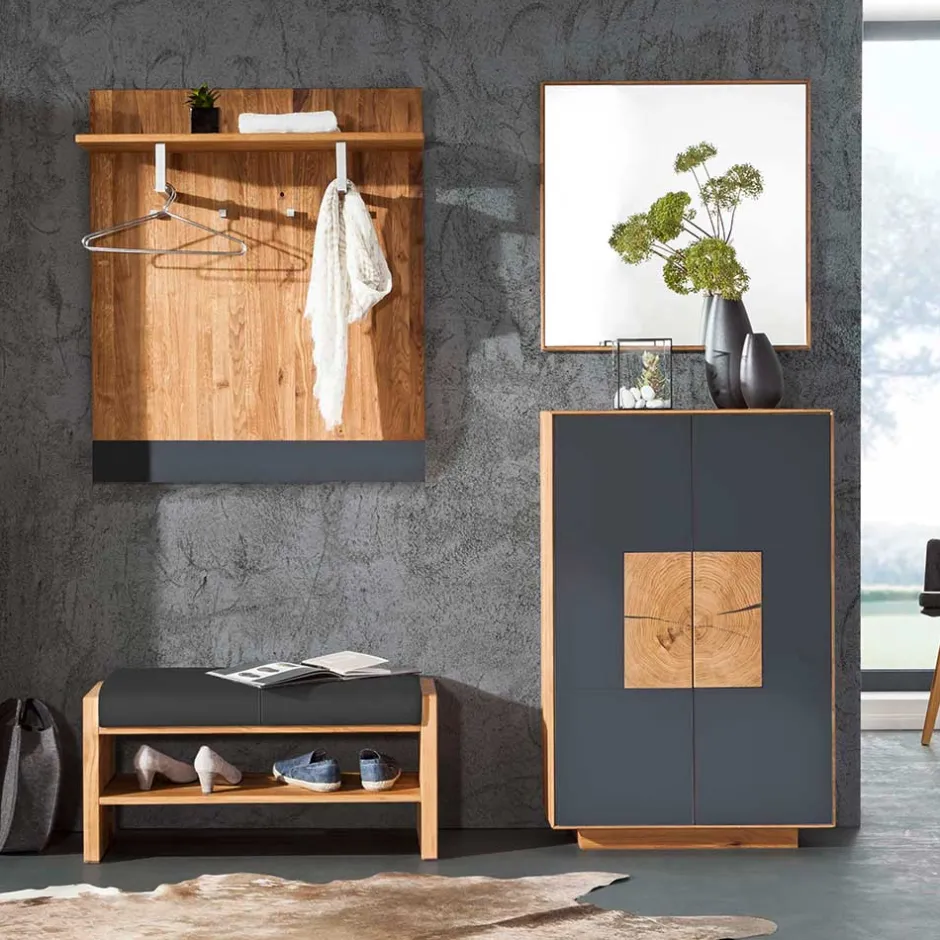 Wohnen Wildeiche Flurmöbel Set - Mandrey (vierteilig)