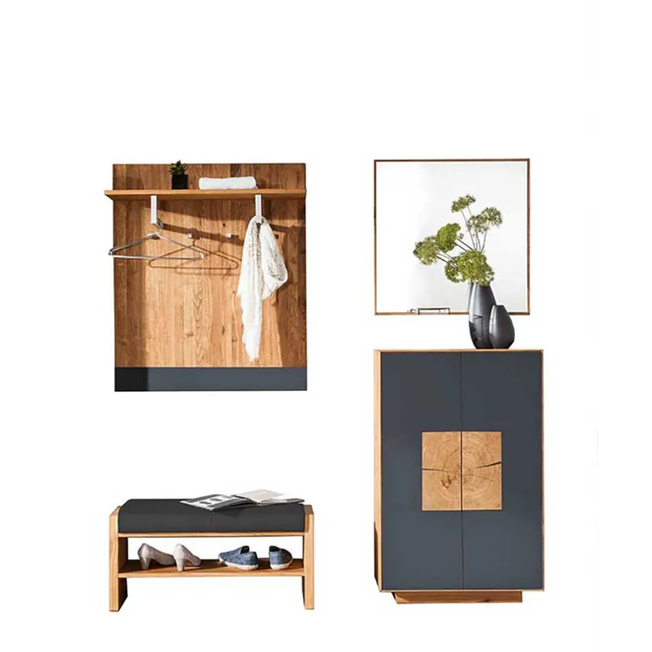 Wohnen Wildeiche Flurmöbel Set - Mandrey (vierteilig)