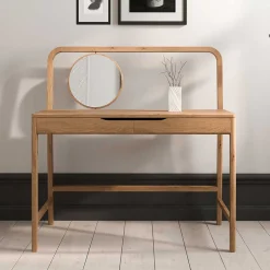 Wohnen Wildeiche Frisiertisch mit rundem Spiegel - Laida