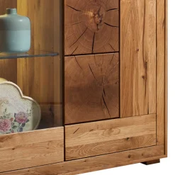 Wohnen Wildeiche Highboard Troncon mit Glas Einsatz