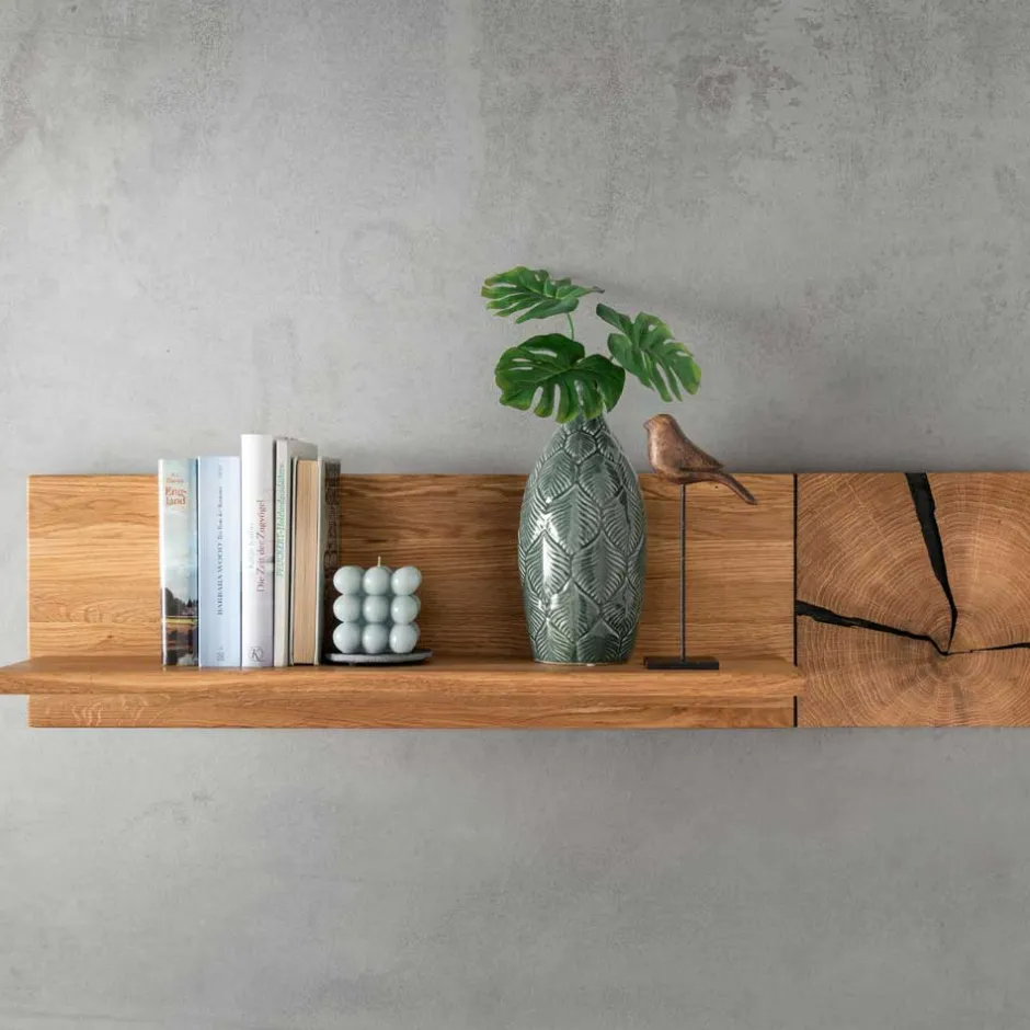 Wohnen Wildeiche Hängeregal mit Hirnholz Deko - Acapella