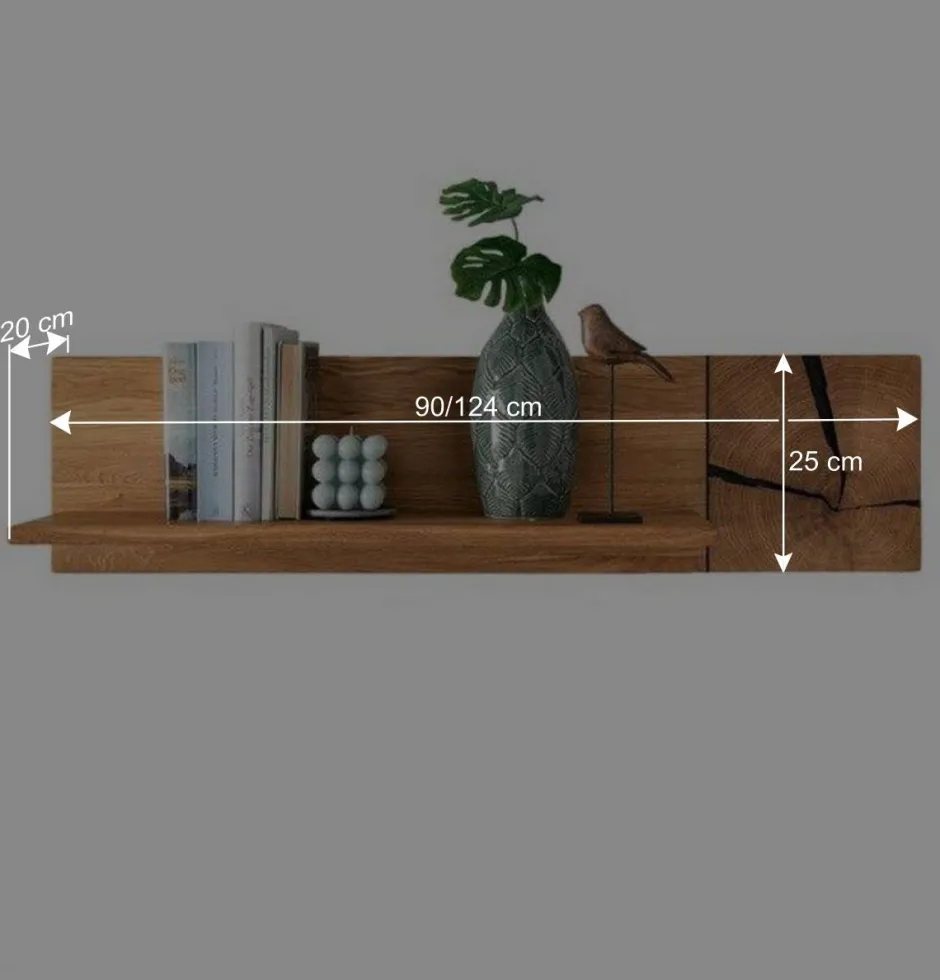 Wohnen Wildeiche Hängeregal mit Hirnholz Deko - Acapella