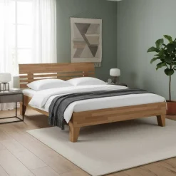 Wildeiche Holzbett Verinaros in Honigfarben geölt^Wohnen Clearance