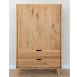 Wohnen Wildeiche Kombi-Kleiderschrank massiv - Fabijola