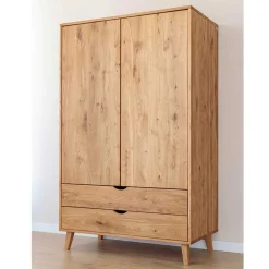 Wohnen Wildeiche Kombi-Kleiderschrank massiv - Fabijola