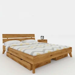 Wohnen Wildeiche Massivholzbett in Übergröße - Eavy I