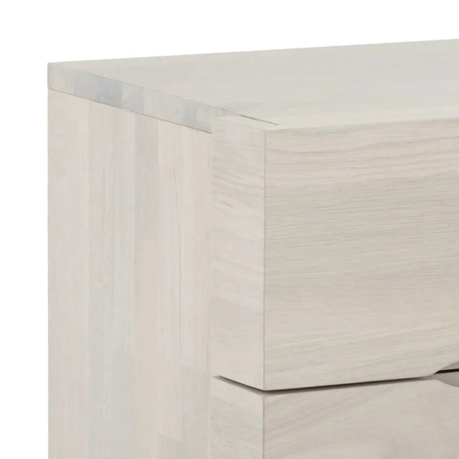 Wildeiche Nachtschrank Slobozia in Weiß geölt^Wohnen Clearance