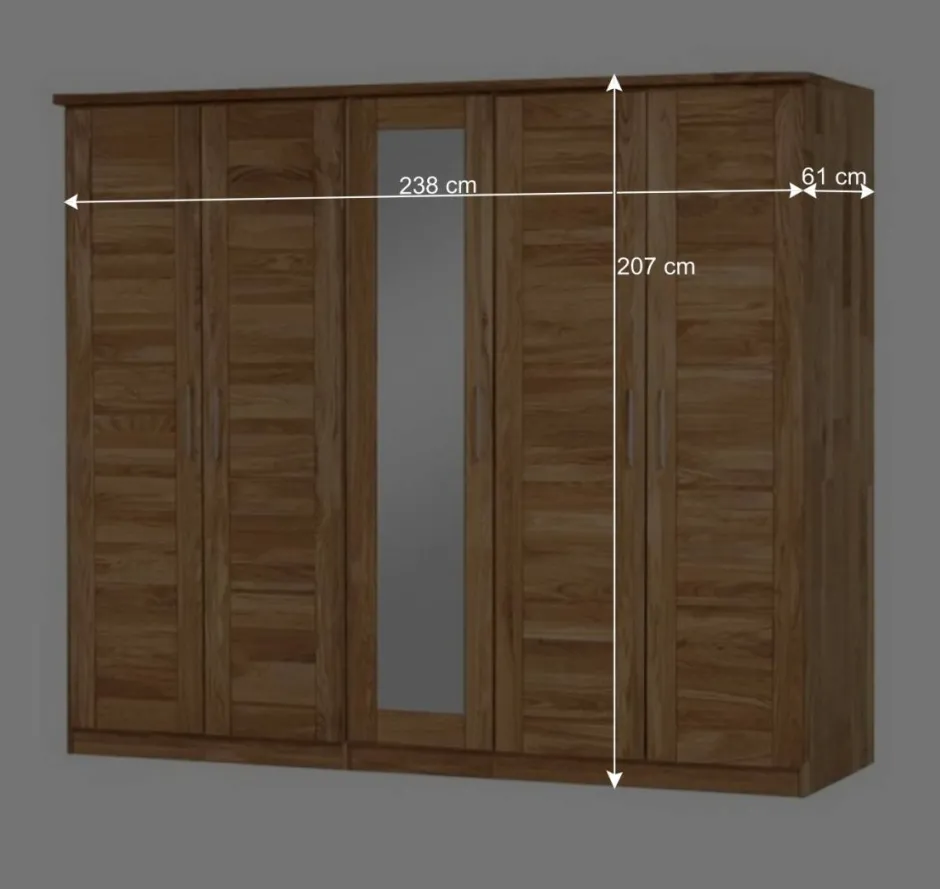 Wildeiche Schlafzimmerschrank Cranos mit Spiegel^Wohnen Online
