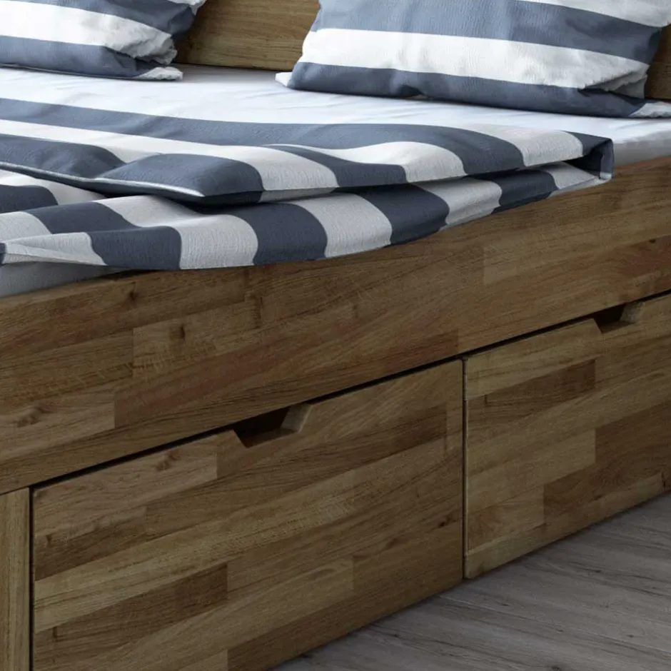Wildeiche Schubkastenbett in modernem Design - Henrietta^Wohnen New