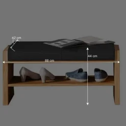 Wildeiche Schuhbank mit Leder Polsterung - Mandrey^Wohnen Best